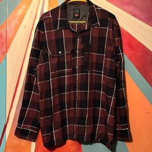 Wrangler All Terrain Gear Mens Flannel Plaid Shirt Elbow Patch XL like new plaid
